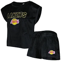 Ensemble de nuit Concepts Sport noir pour femme, haut et short Intermission des Los Angeles Lakers