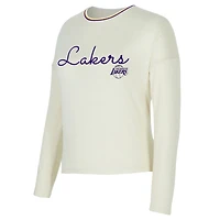 Women's Concepts Sport Cream Los Angeles Lakers Kaki Hacci Knit Long Sleeve T-Shirt & Shorts Set