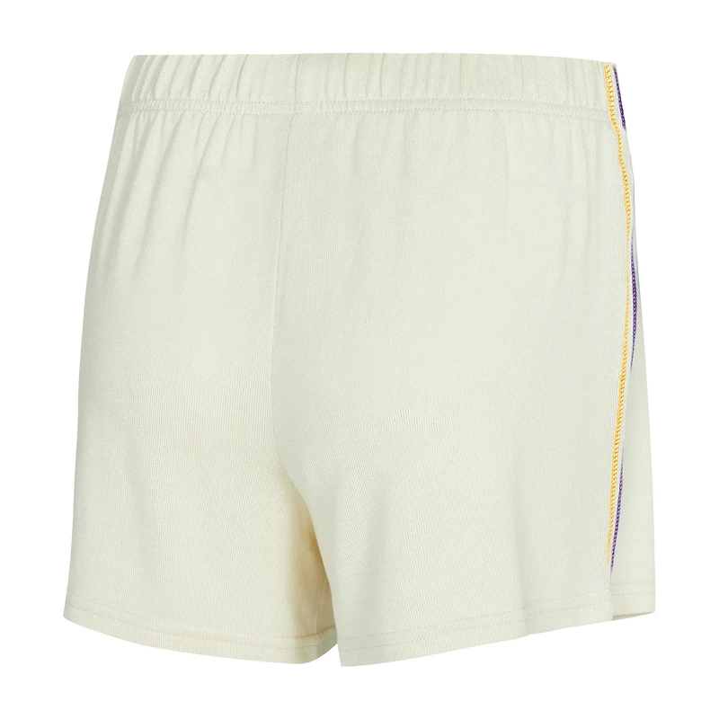 Ensemble haut à manches longues et short en tricot kaki Hacci pour femme Concepts Sport Cream Los Angeles Lakers