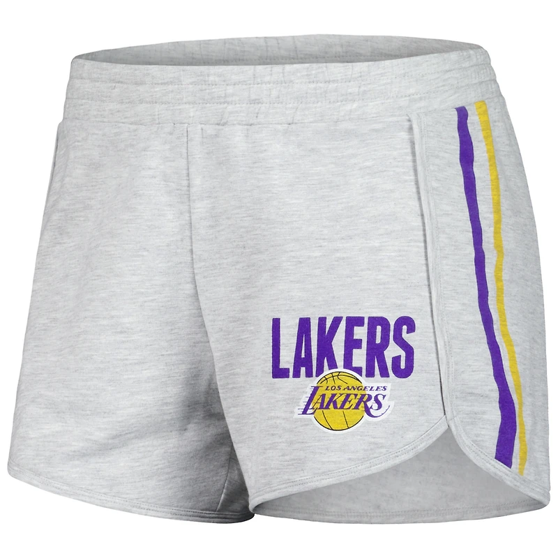 Ensemble de nuit Concepts Sport pour femmes, t-shirt et short à manches longues en cèdre des Los Angeles Lakers, gris