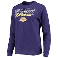 Ensemble de nuit pour femme Concepts Sport noir chiné/violet chiné avec haut à manches longues raglan et short des Los Angeles Lakers