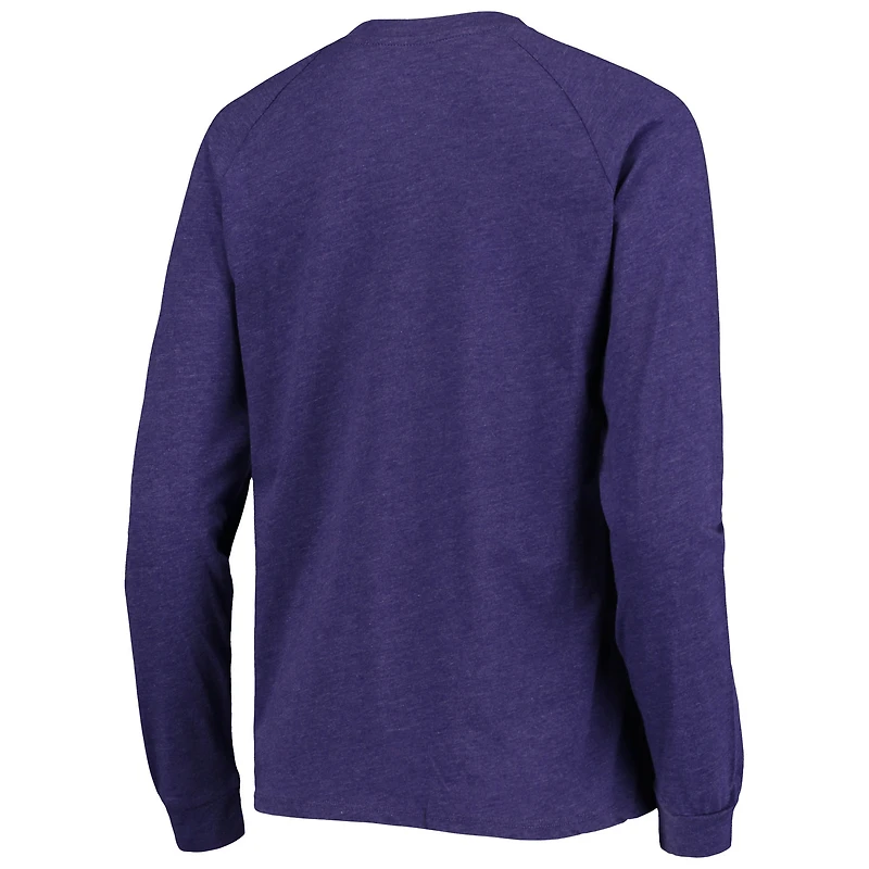 Ensemble de nuit pour femme Concepts Sport noir chiné/violet chiné avec haut à manches longues raglan et short des Los Angeles Lakers