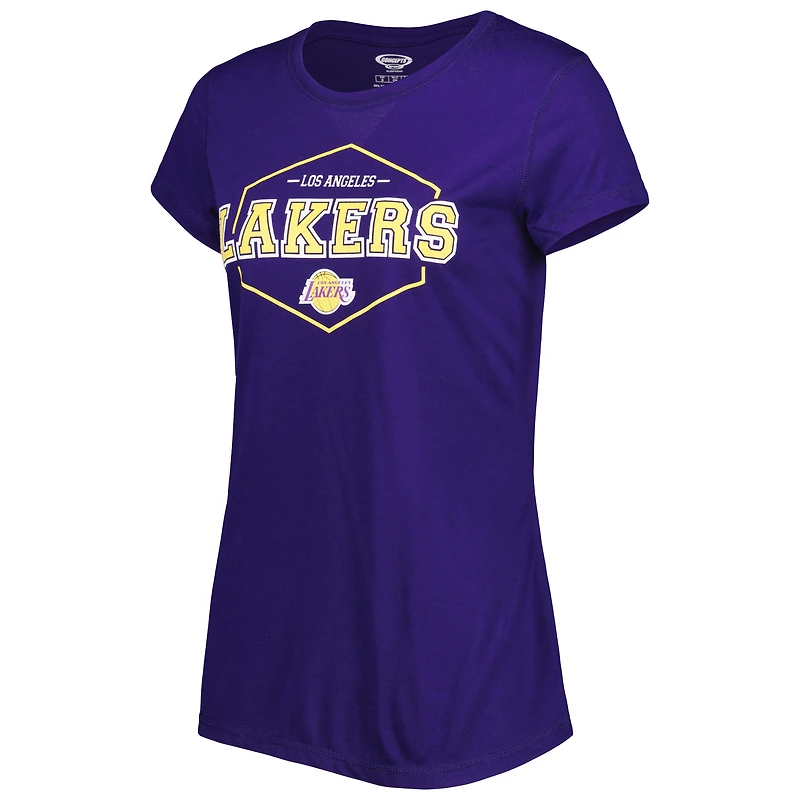 Ensemble de pyjama pour femme Concepts Sport violet/doré avec haut et pantalon à écusson Los Angeles Lakers