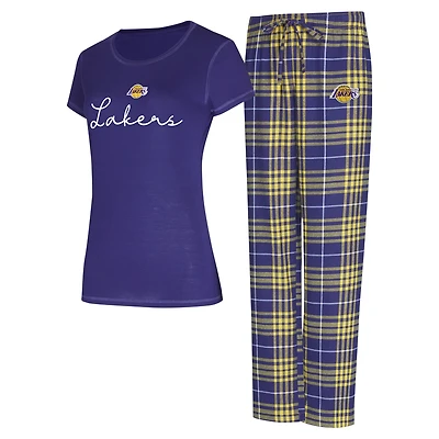 Women's Concepts Sport  Purple/Gold Los Angeles Lakers Vector Top & Flannel Pants Sleep Set