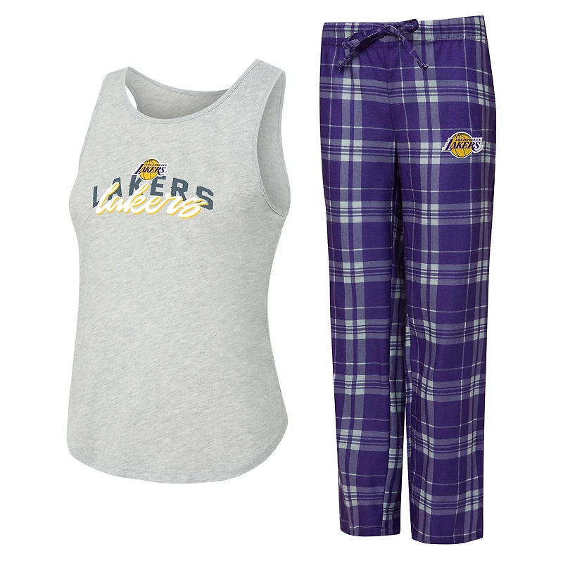 Women's Concepts Sport Purple/Heather Gray Los Angeles Lakers Regulate Tank & Pant Set