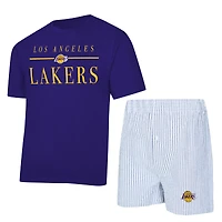 Women's Concepts Sport  Purple/White Los Angeles Lakers Copeland T-Shirt & Shorts Sleep Set