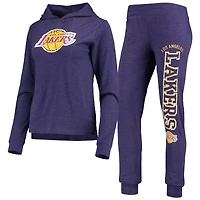 Ensemble de nuit à capuche et pantalon Concepts Sport Los Angeles Lakers violet pour femme