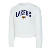 Women's Concepts Sport  White Los Angeles Lakers Laney Chenille Cropped Long Sleeve T-Shirt