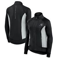 Veste de survêtement sport ajustée et entièrement zippée Fanatics pour femmes, noire, Los Angeles Lakers Studio