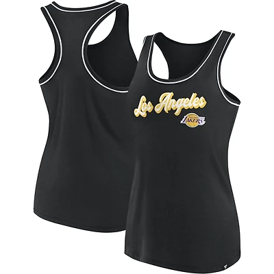 Débardeur à col rond et dos nageur avec logo Los Angeles Lakers noir pour femme - Fanatics