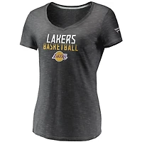 Women's Fanatics Charcoal Los Angeles Lakers Double-Fade Space-Dye V-Neck T-Shirt