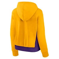 Sweat à capuche color block emblématique de la mi-temps des Los Angeles Lakers Fanatics Gold pour femmes