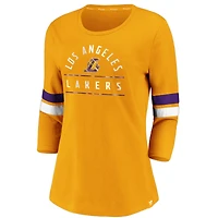 Women's Fanatics Gold Los Angeles Lakers Iconic Prolific Modern 3/4-Sleeve T-Shirt