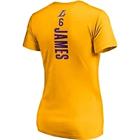 Fanatics LeBron James Gold Los Angeles Lakers Logo Playmaker Nom et numéro T-shirt à col en V pour femmes