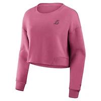 Women's Fanatics Pink Los Angeles Lakers Studio Tri-Blend Cropped Pullover Sweatshirt