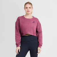 Women's Fanatics Pink Los Angeles Lakers Studio Tri-Blend Cropped Pullover Sweatshirt
