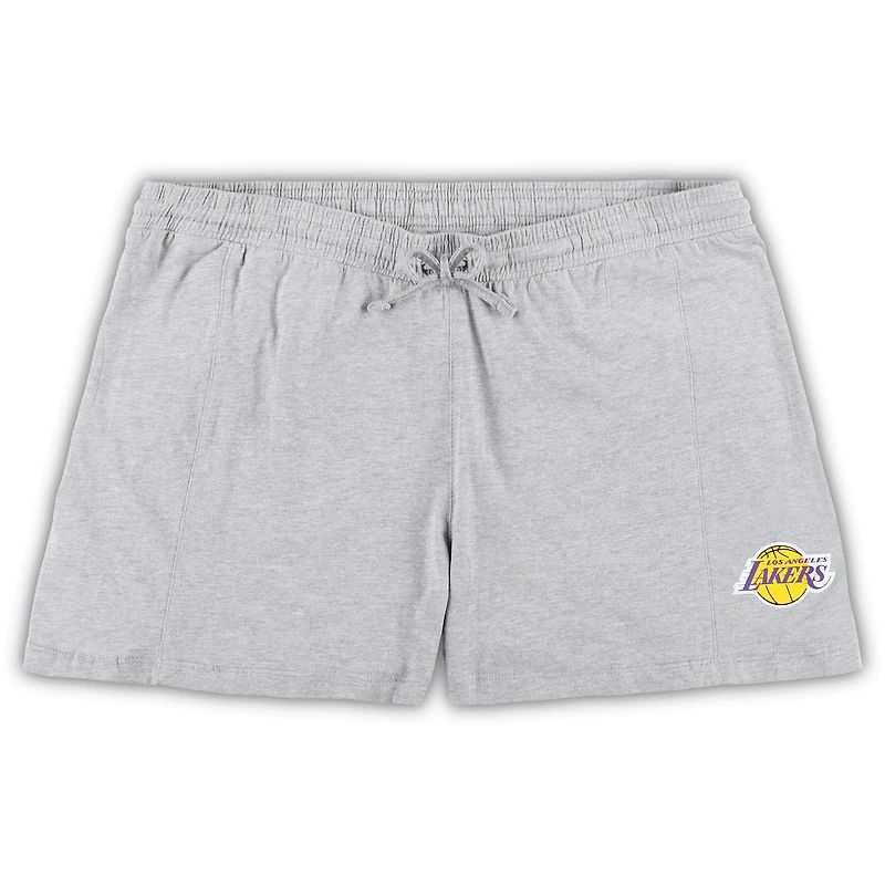 Ensemble combiné t-shirt et short grande taille Fanatics pour femmes violet/gris chiné des Los Angeles Lakers