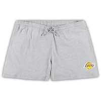 Ensemble combiné t-shirt et short grande taille Fanatics pour femmes violet/gris chiné des Los Angeles Lakers