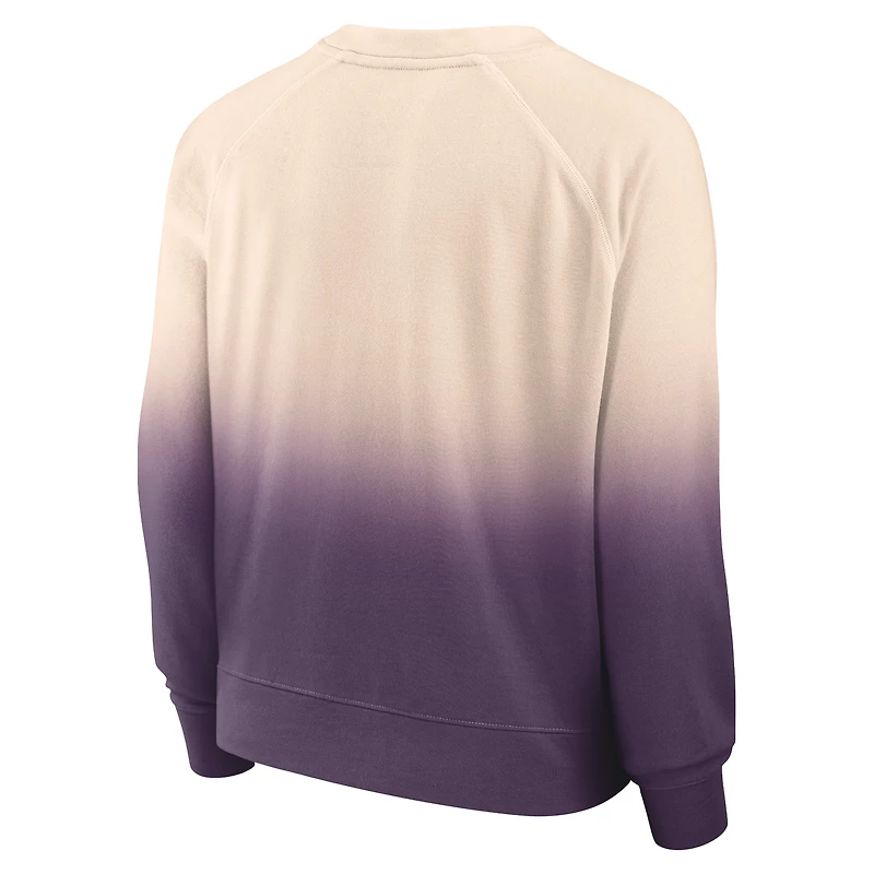 Women's Fanatics Tan/Purple Los Angeles Lakers Lounge Arch Raglan Pullover Sweatshirt