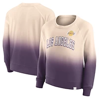 Women's Fanatics Tan/Purple Los Angeles Lakers Lounge Arch Raglan Pullover Sweatshirt