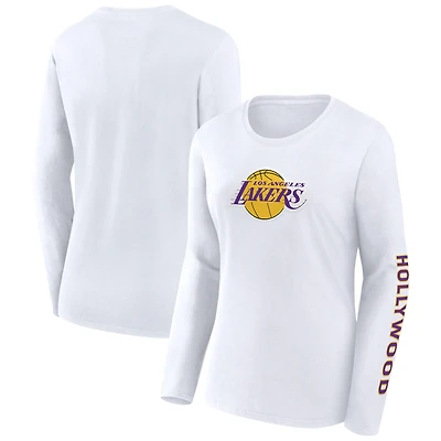 Women's Fanatics White Los Angeles Lakers Long Sleeve T-Shirt