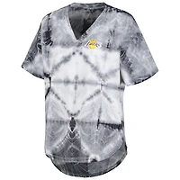 Women's G-III 4Her by Carl Banks Black Los Angeles Lakers Tournament Raglan Oversized Tie-Dye V-Neck T-Shirt