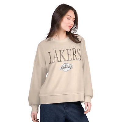 Women's G-III 4Her by Carl Banks Natural Los Angeles Lakers Oversized Vet II Sweatshirt