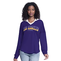 Haut à capuche surdimensionné manches longues pour femme G-III 4Her de Carl Banks Los Angeles Lakers Purple Bench Player