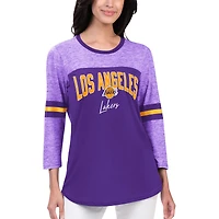 Women's G-III 4Her by Carl Banks Purple Los Angeles Lakers Play the Game 3/4-Sleeve T-Shirt
