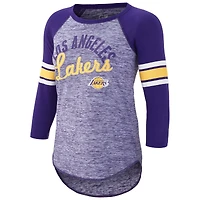 Women's G-III 4Her by Carl Banks Purple Los Angeles Lakers Recover 3/4-Sleeve Raglan T-Shirt