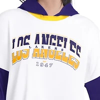 Women's G-III 4Her by Carl Banks  White/Purple Los Angeles Lakers Key Player Oversized Hooded Long Sleeve T-Shirt