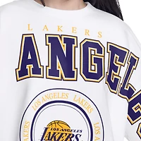 Sweat-shirt court en molleton français G-III 4Her pour femme par Carl Banks, blanc, Los Angeles Lakers Bleachers