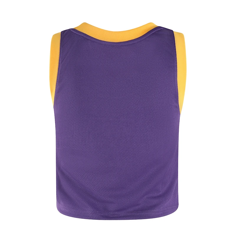 Women's Hype and Vice Purple Los Angeles Lakers Cropped Basketball Scoop Neck Tank Top