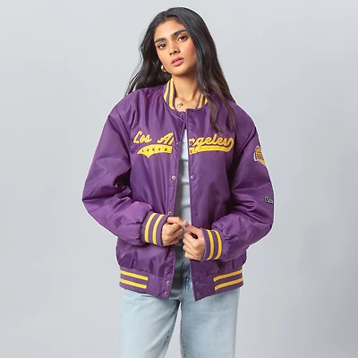 Women's Hype and Vice  Purple Los Angeles Lakers Full-Snap Varsity Jacket