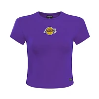 Women's Hype and Vice  Purple Los Angeles Lakers Small Logo Cropped Baby T-Shirt