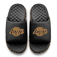 Sandales à enfiler ISlide noires pour femmes, motif léopard Los Angeles Lakers