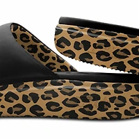 Sandales à enfiler ISlide noires pour femmes, motif léopard Los Angeles Lakers