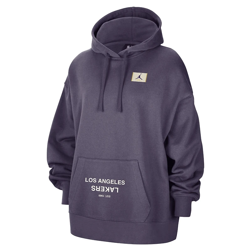 Women's Jordan Brand  Purple Los Angeles Lakers Courtside Statement Edition Oversize Pullover Hoodie