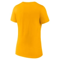 T-shirt à col en V pour femme avec logo Athletic Gold des Los Angeles Lakers Unrivaled