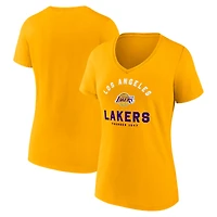 Women's Logo Athletic Gold Los Angeles Lakers Unrivaled V-Neck T-Shirt