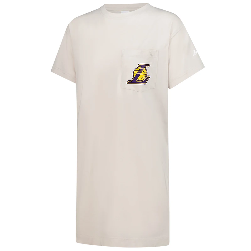 Robe t-shirt crème sans effort en mélange de trois couleurs pour femme des Los Angeles Lakers