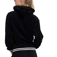 Women's Lusso Black Los Angeles Lakers Nellie Oversized Velour Pullover Hoodie