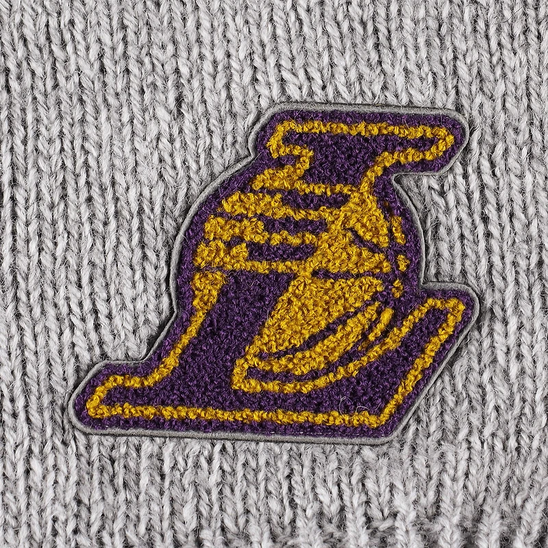 Chandail à encolure en V tri-mélange manches lanterne Los Angeles Lakers Scarletts gris Lusso pour femme