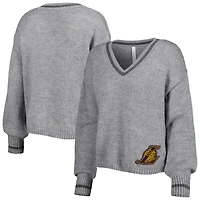 Chandail à encolure en V tri-mélange manches lanterne Los Angeles Lakers Scarletts gris Lusso pour femme