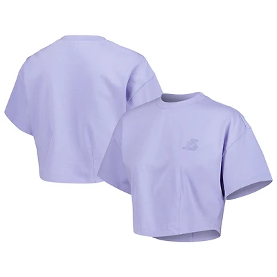 Women's Lusso Purple Los Angeles Lakers Nola Faded Tonal Cropped T-Shirt