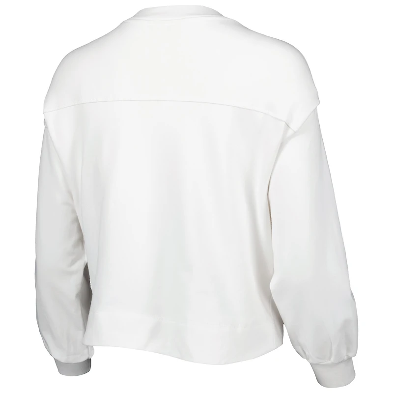 Women's Lusso White Los Angeles Lakers Lola Ball and Chain Pullover Sweatshirt