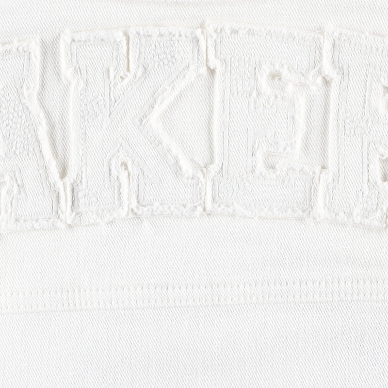 Women's Lusso White Los Angeles Lakers Swarovski Crystal & Distressed Button-Up Denim Jacket