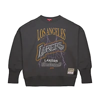 Women's Mitchell & Ness Charcoal Los Angeles Lakers Hardwood Classics Lightweight Pullover Sweatshirt