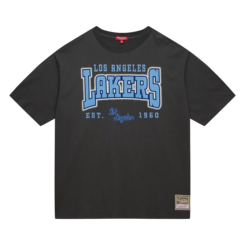 Women's Mitchell & Ness Charcoal Los Angeles Lakers Hardwood Classics Oversized Boyfriend T-Shirt