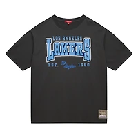Women's Mitchell & Ness Charcoal Los Angeles Lakers Hardwood Classics Oversized Boyfriend T-Shirt